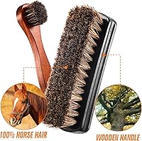 Vista 3 de Kit de 4 cepillos para zapatos de pelo de caballo, aplicadores de limpieza de piel, botas, cepillos de cuidado, cepillo limpiador de gamuza