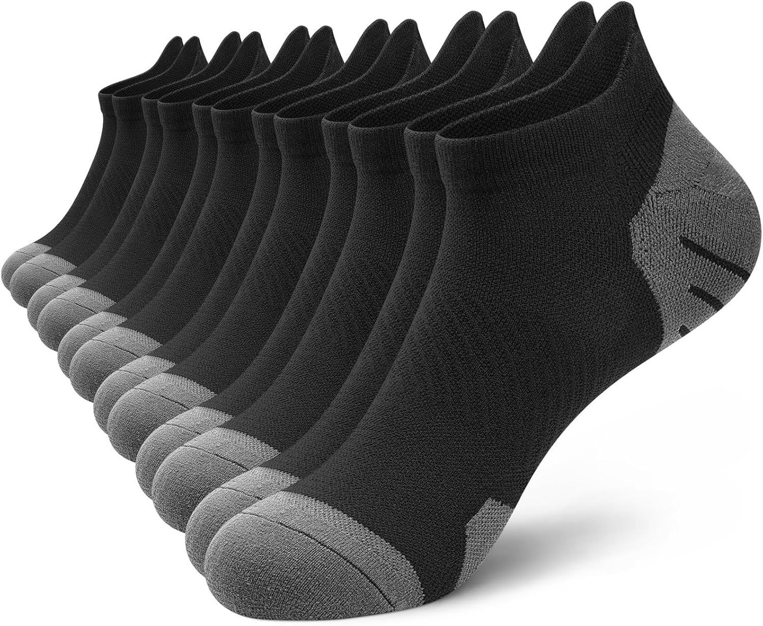 PAPLUS 6 Pairs Ankle Compression Socks for Women, Cushioned Running Socks with Arch Support, Low Cut, Targeted Compression