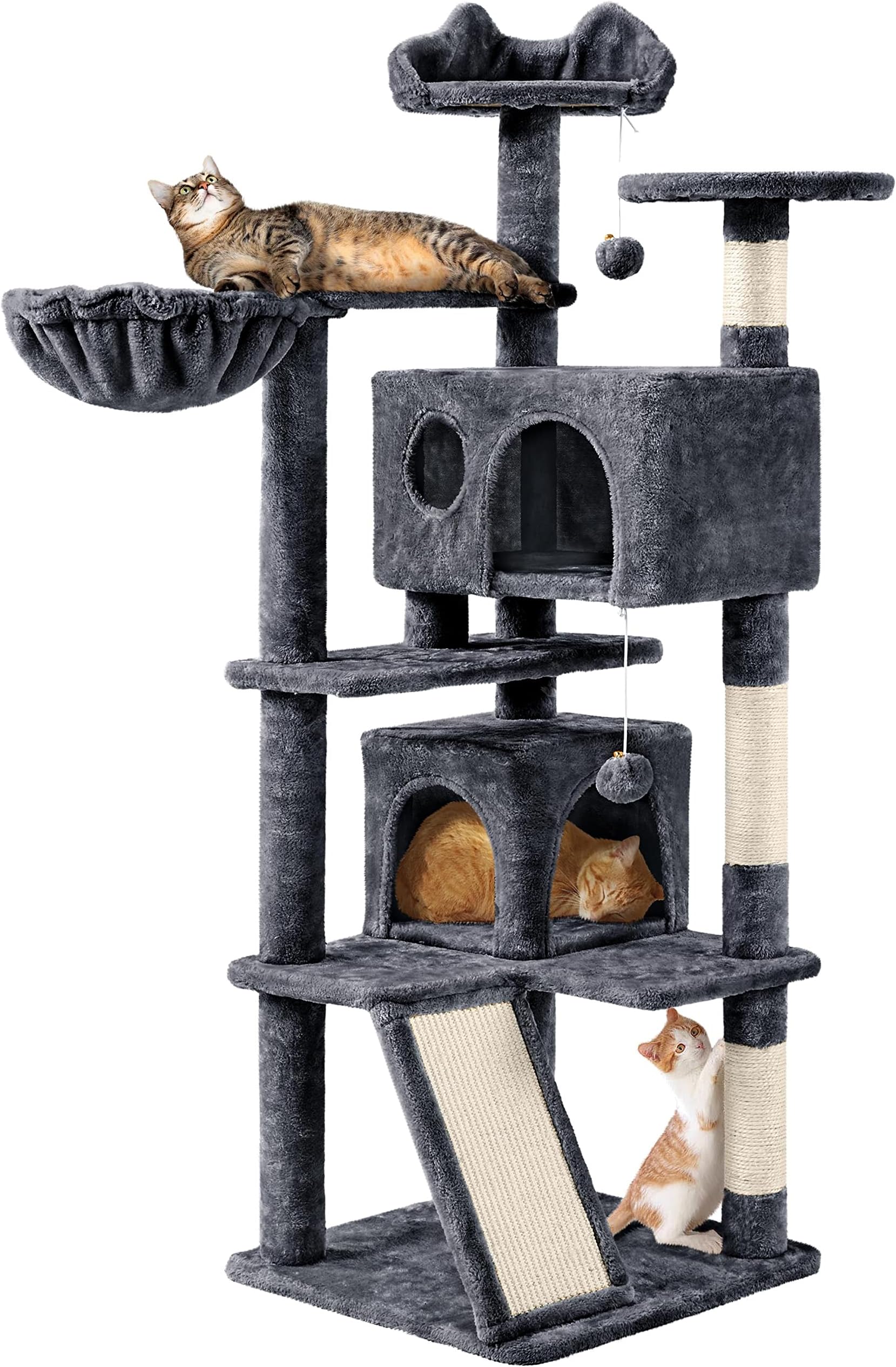 Yaheetech 144.5cm Tall Cat Tree Cat Climbing Tower Multi Level Cat