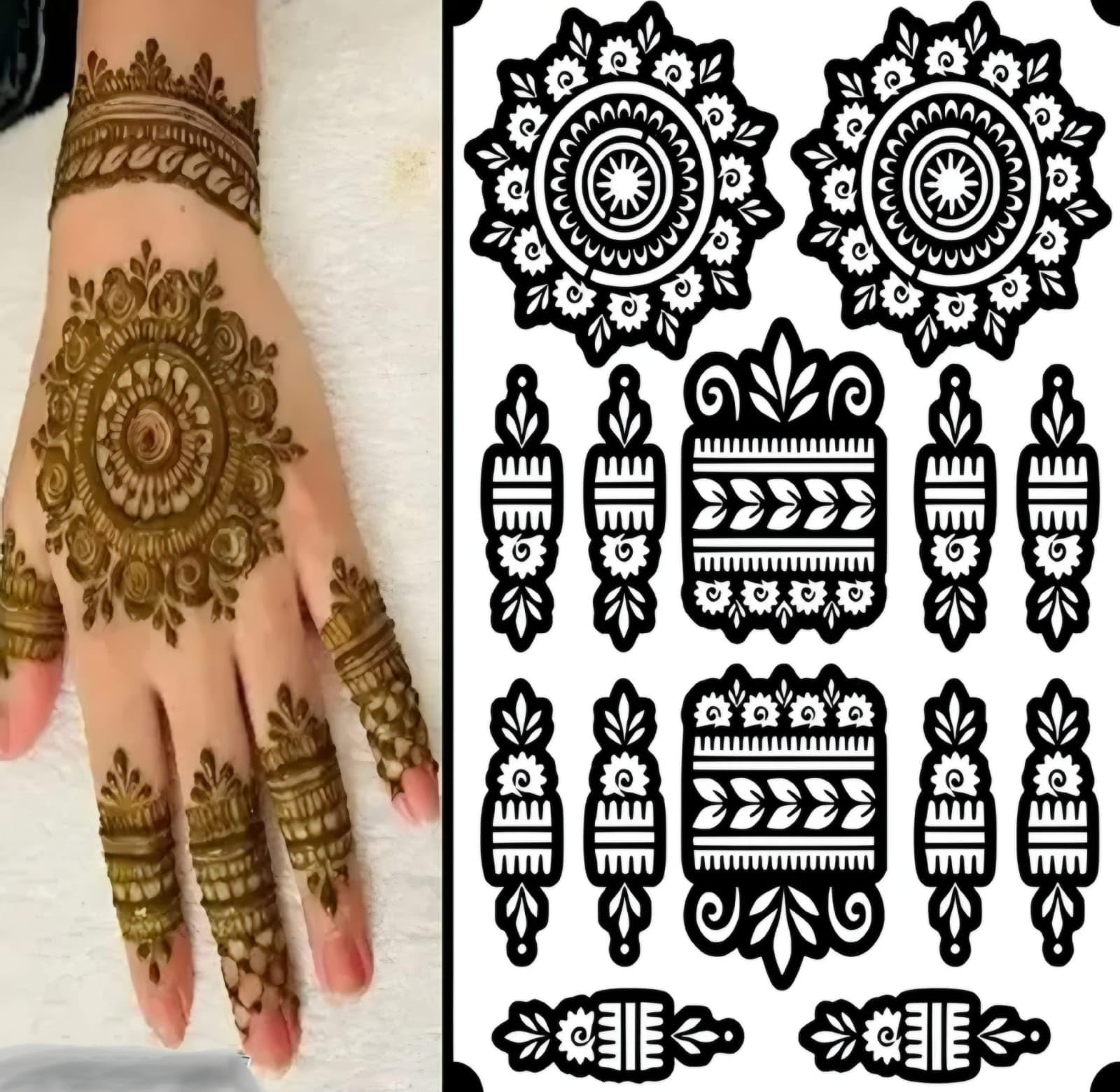 Rosh Fashion Henna Tattoo Mehendi Stencil for Female Hands Bridal, Rajasthani Mehndi.-picture-33