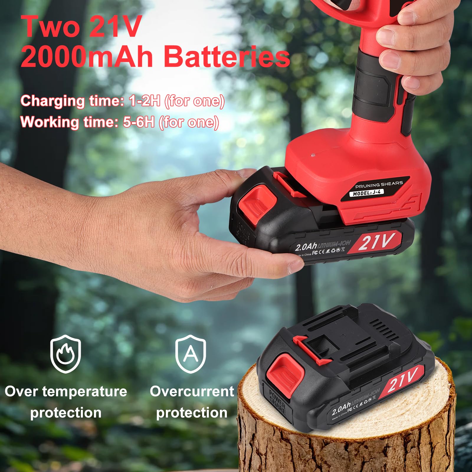 45mm Tijeras De Podar Electricas: Tijera podar telescopica 45-30mm Ajustables Hoja SK7 - Tijeras de podar telescópicas con 2 baterías de 21 V/2000 mAh - Tijeras de Podar Bateria para Jardinería,Olivos