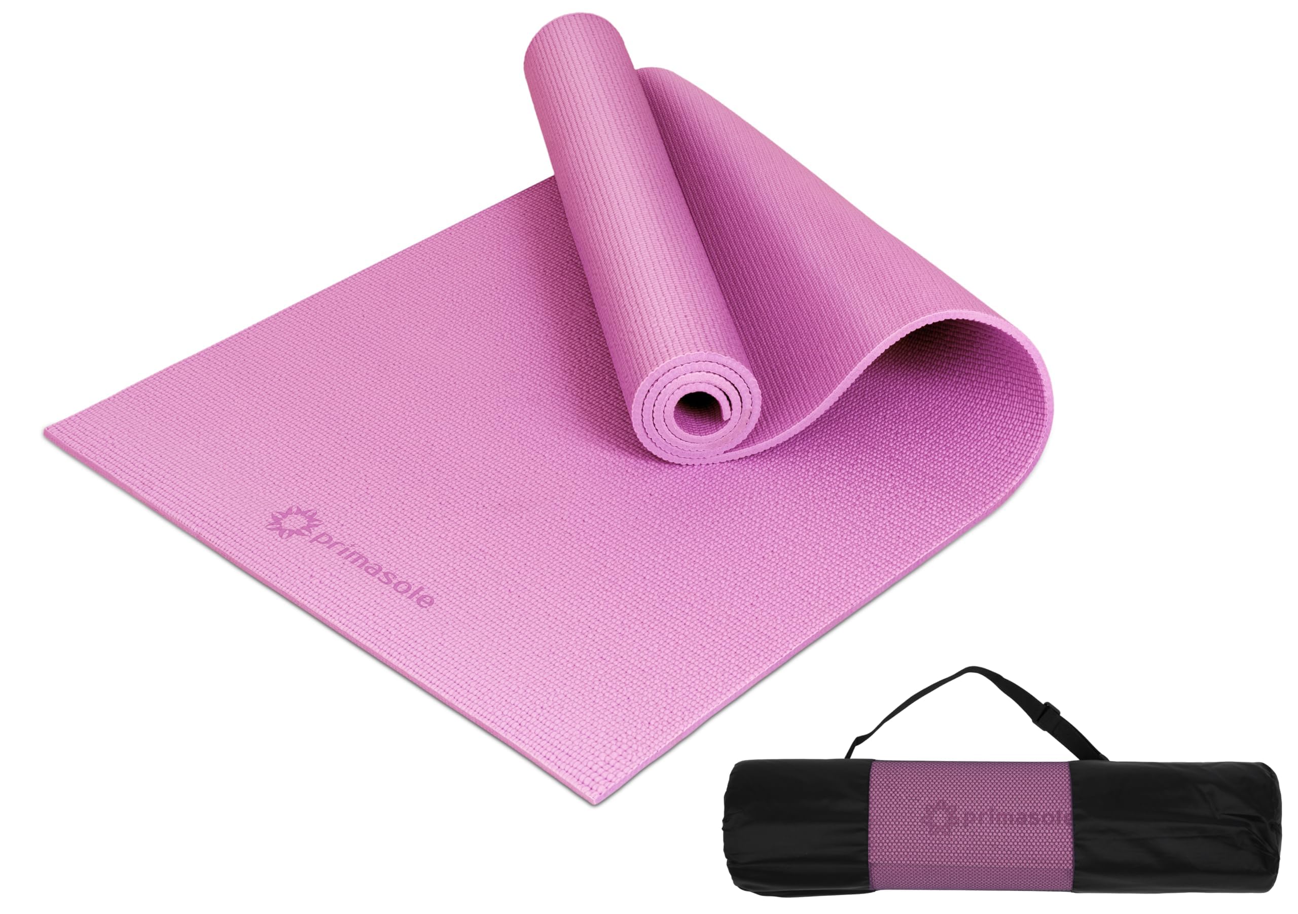 Primasole Blush Pink Non Toxic Yoga Mat with Poses - 68"Lx24"Wx1/3 Inch Non-Slip Workout Mats for Home, At Home Workout Mat with Carry Strap for Yoga Pilates PSS91NH046NA