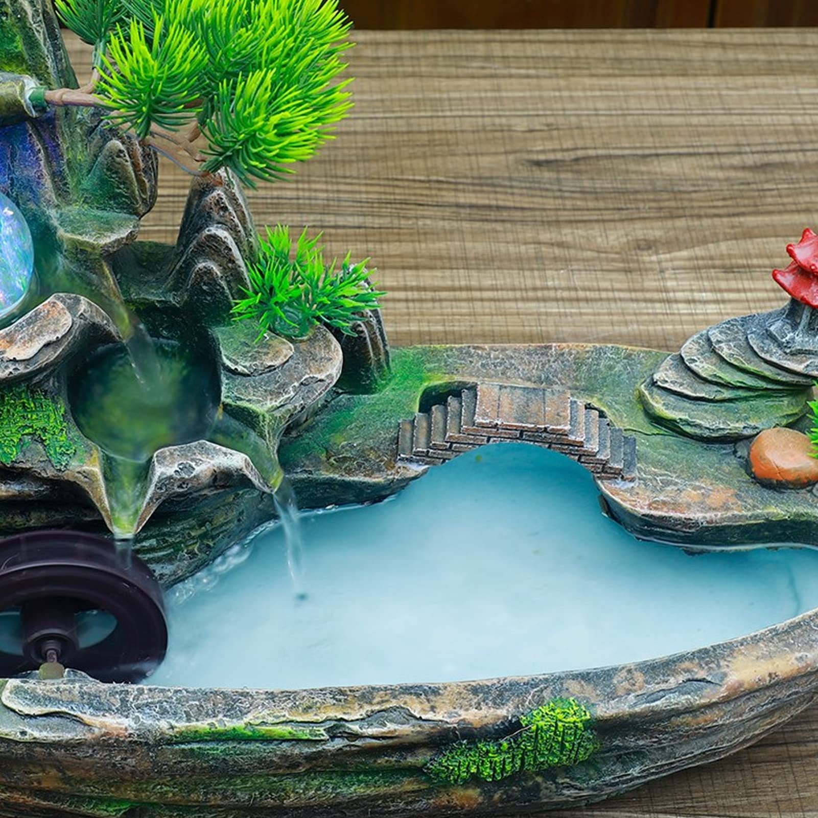 Fontaine D'intérieur avec Brouillard, Fontaine D'intérieur avec éclairage, Cascade de Fontaine D'intérieur, Fontaine de Bureau en Résine de Fontaine D'intérieur de Rocaille