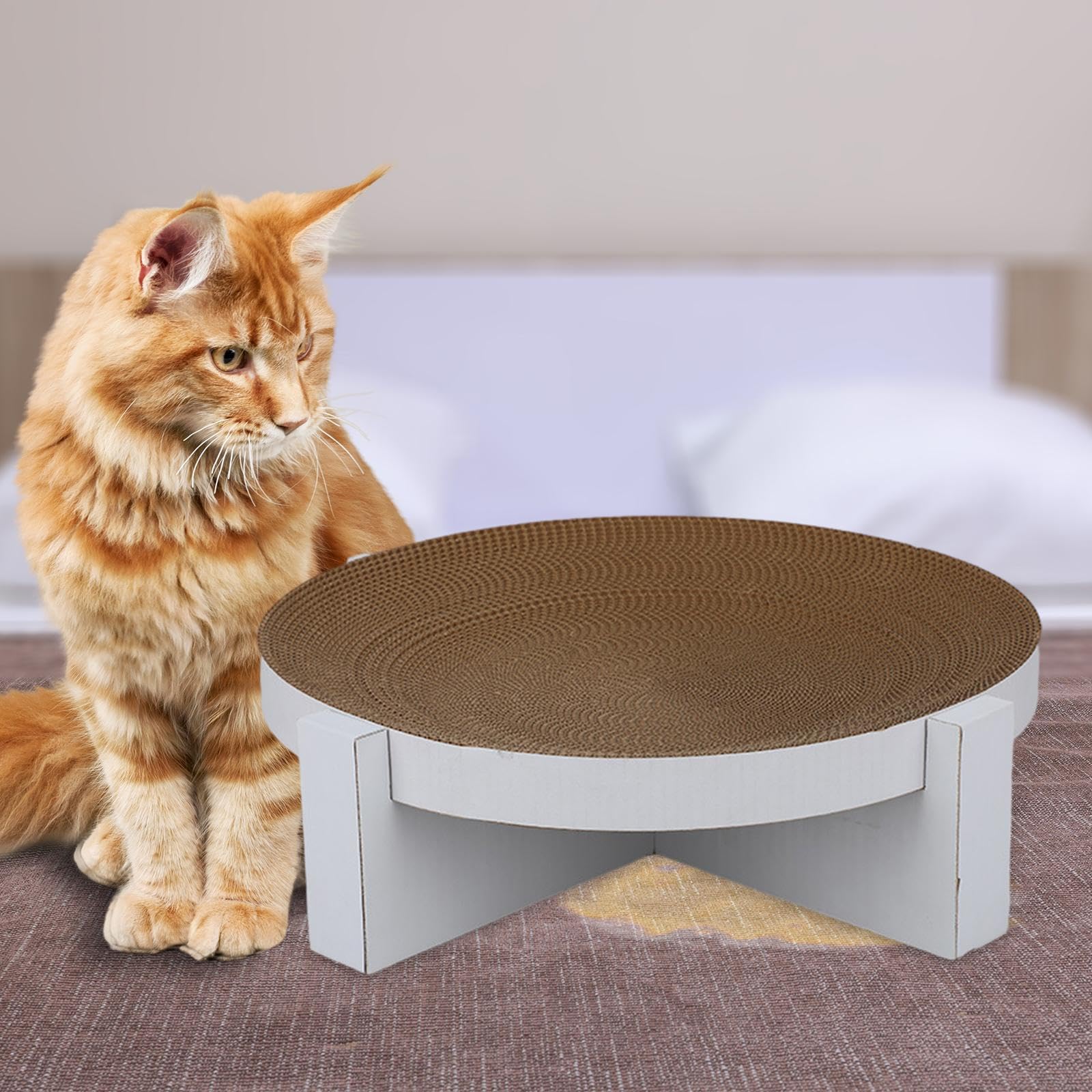 kowaku Cama rascadora de cartón para Gatos, Cuenco rascador para Gatos, Muebles de protección, Juguete de Entrenamiento, Tablero rascador