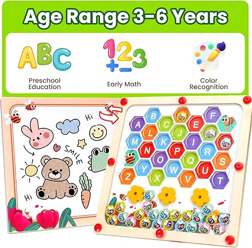 Miniatura 5 de Tablero magnético de laberinto de letras del alfabeto, juguete Montessori de madera para habilidades motoras finas, juguetes de clasificación para