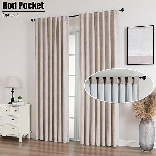 Miniatura 6 de Cortinas opacas de 84 pulgadas de largo, juego de 2 paneles, cortinas con aislamiento térmico para sala de estardormitorio, bolsillo para barralino