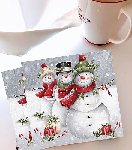 Miniatura 4 de Servilletas de Navidad de 13 x 13 pulgadas para Decoupage Muñeco de nieve Servilletas de papel de Navidad Servilletas de papel de Navidad