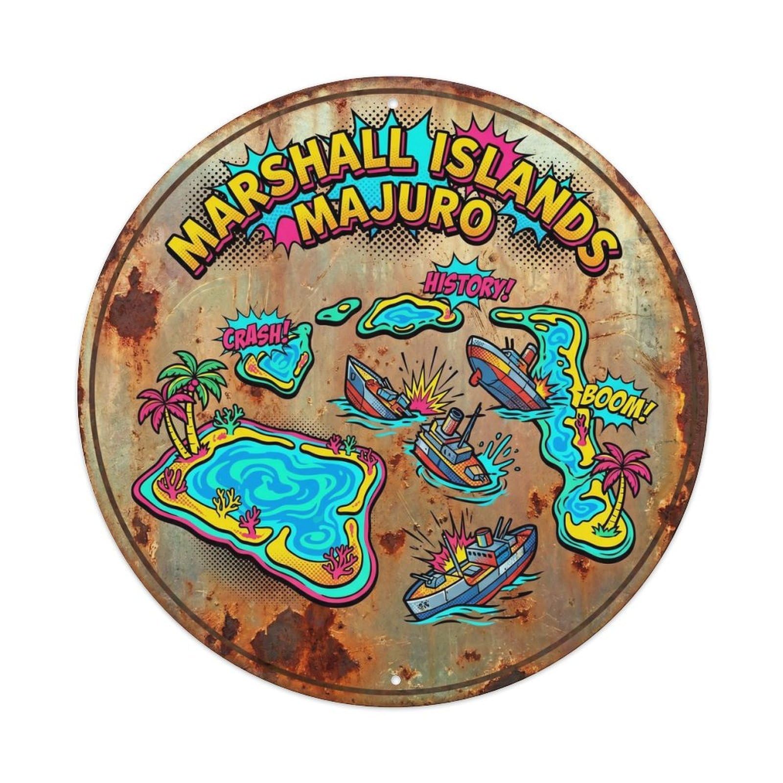 Marshall Islands Majuro Ocean Coast Bold Color Metal Tin Sign