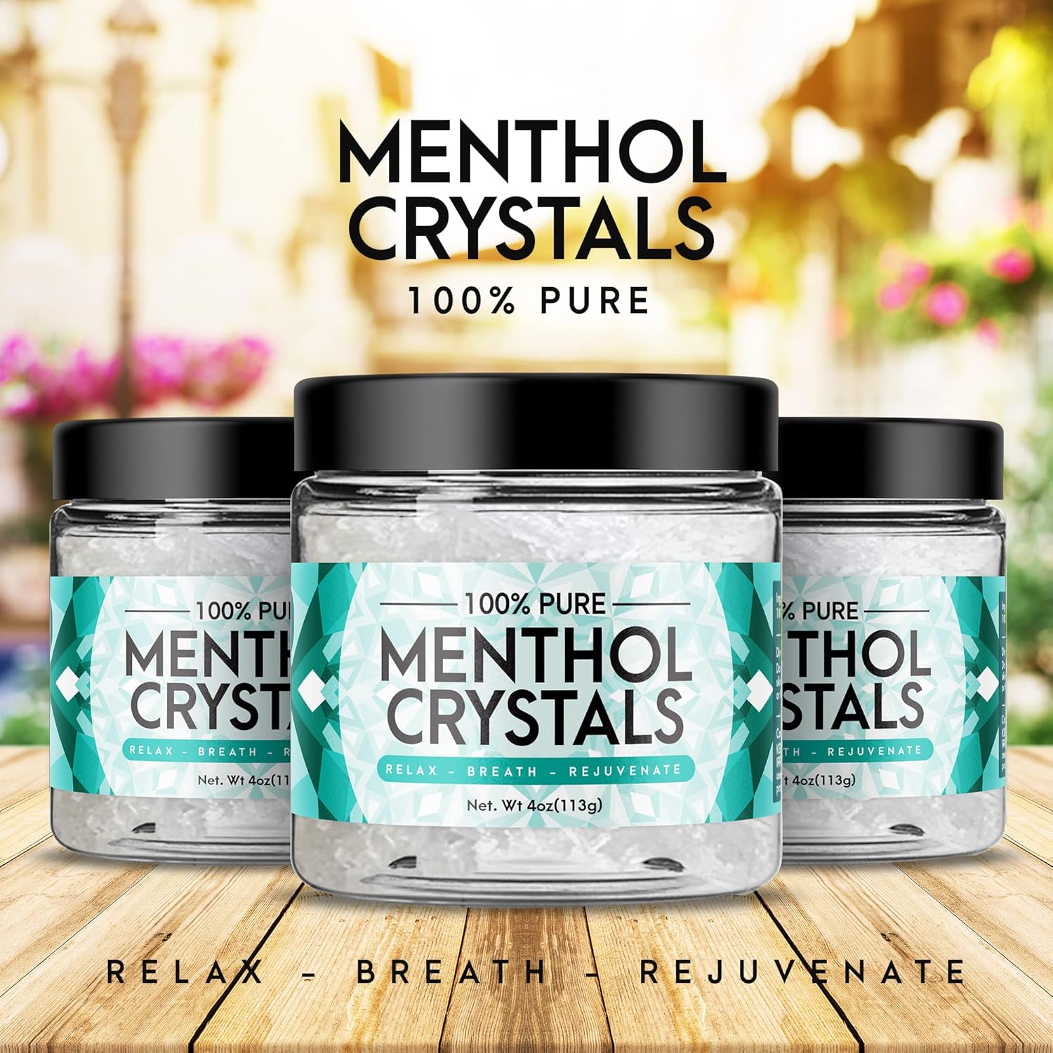 Three Drops of Life Menthol Crystals, Natural Mentha Arvensis, Aromatherapy for Shower Steamers, Humidifiers, Room Freshener or Addition for Cosmetics and Blends (4oz)