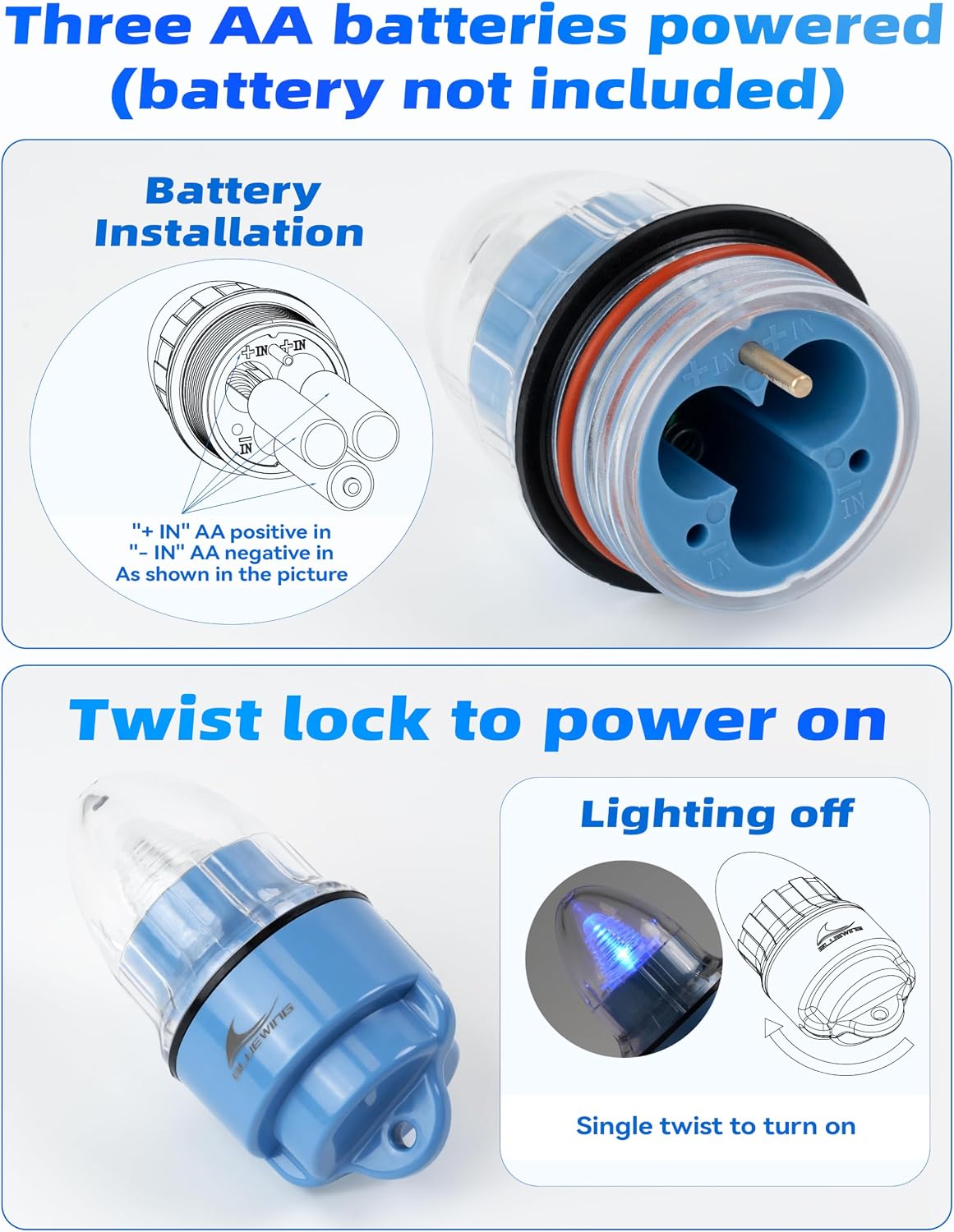 BLUEWING Upgraded Bell Deep Drop Light 3X-5X Brighter LED Underwater Swordfish Fishing Light Super Bright Fishing Flasher
