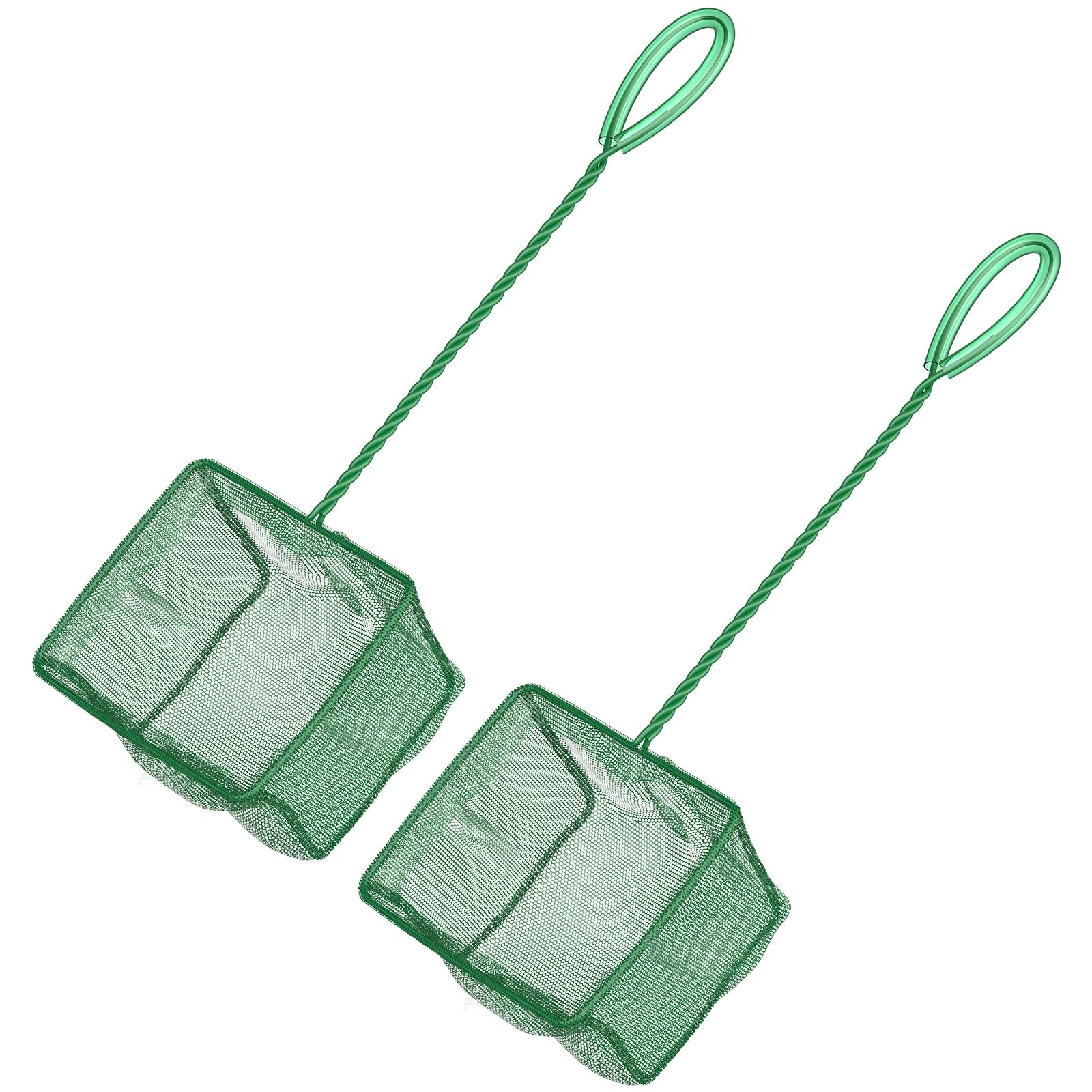 Pawfly 2 Pack Fish Net for Fish Tank, Fish Tank Net, Aquarium Net with Braided Metal Handle and Nylon Mesh, Small Fish Net Minnow Net for Pond Freshwater and Saltwater, 12.7 × 10.2 cm