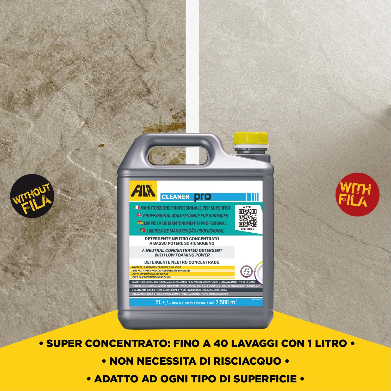 FILA Surface Care Solutions - Nettoyant Universel concentré, 5 L