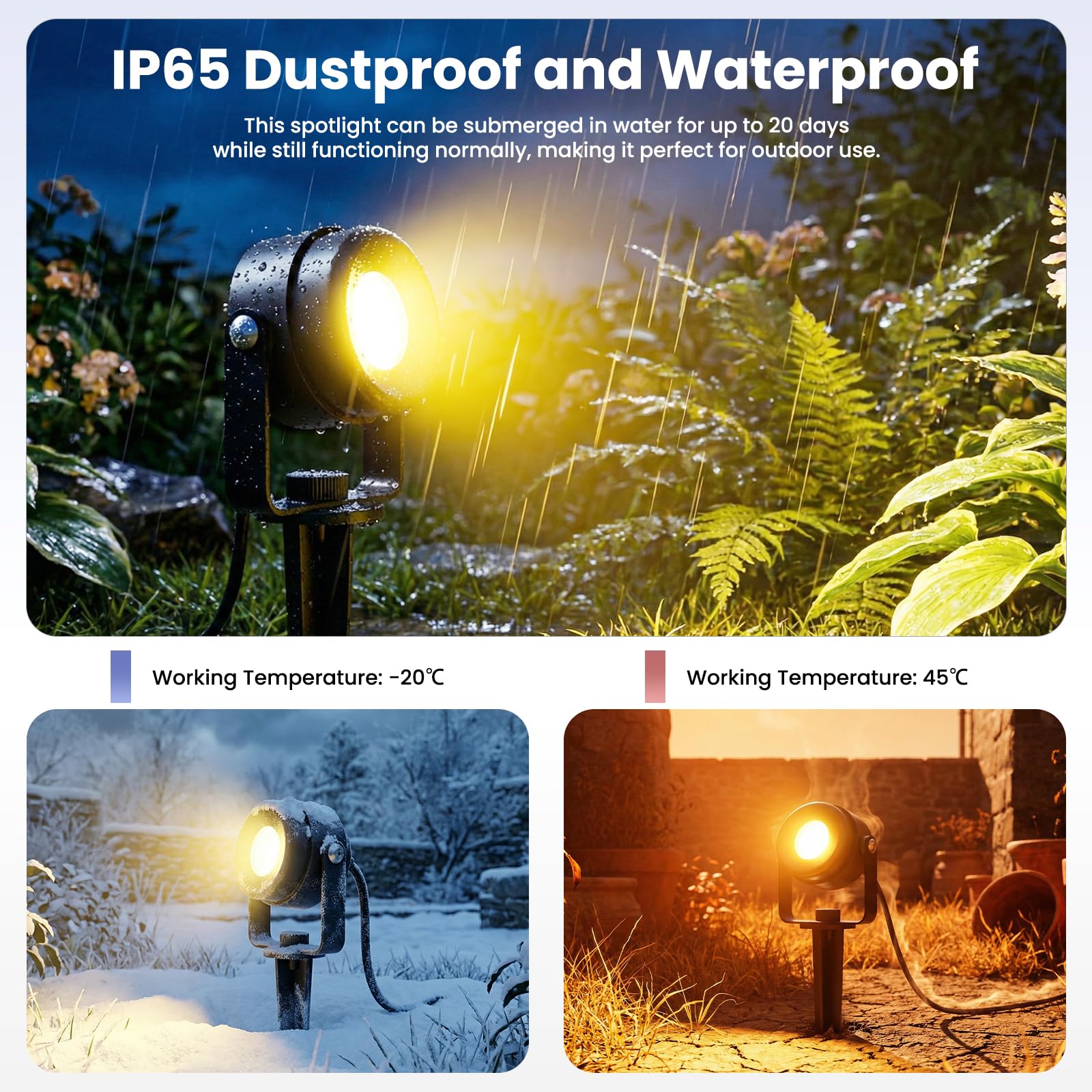 MAGGIFT Gartenbeleuchtung LED, 17 m 24 V Dimmbarer LED-Strahler mit Fernbedienung/Timer/3 Lichtmodi, IP67 Wasserdichter Gartenstrahler, Gartenleuchten mit Adapter, Gartenlampen für Außen, Garten, Hof