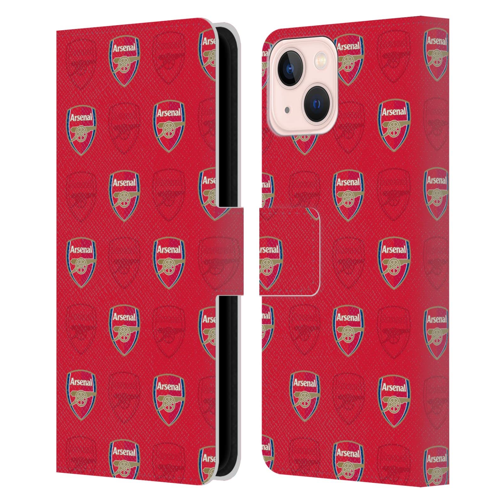 Head Case Designs Officially Licensed Arsenal FC Red Crest Patterns Leather Wallet Case Compatible With Apple iPhone 13