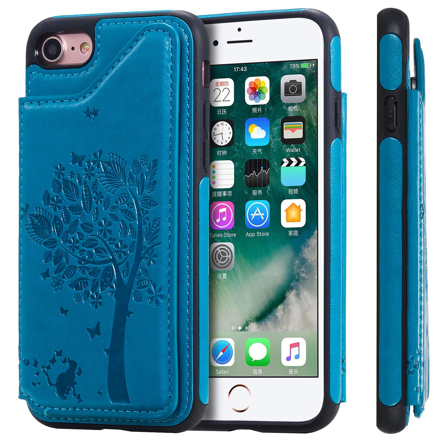 TACOO Case for Apple iPhone 8 iPhone 7,Leather Wallet Card Slot Kickstand Protective Men Boy Girl Durable Cover Shell