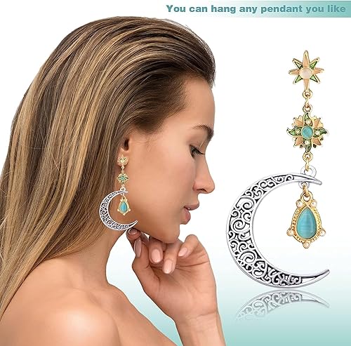 Miniatura 6 de 30 piezas ahuecadas de filigrana media luna colgante aleación conector bricolaje manualidades joyería fabricación accesorios