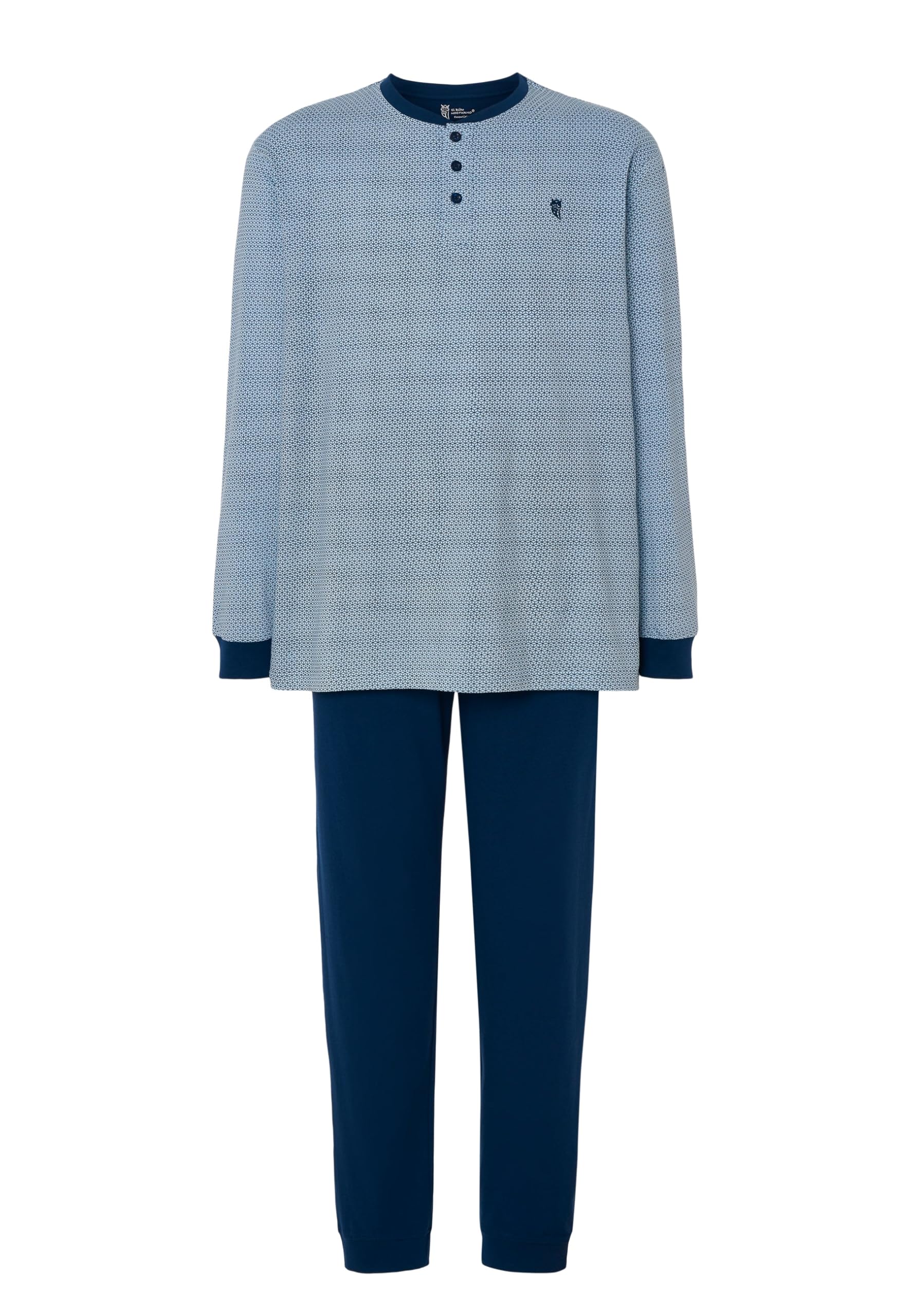 El Búho Nocturno Pijama Hombre Largo Otoño - Punto 100% Algodón o Mezcla - Conjunto Pantalón Manga Larga Rayas Ropa Dormir Verano Entretiempo Tallas Grandes