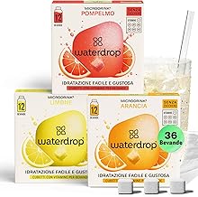 waterdrop® Set Microdrink, ARANCIA, LIMONE e POMPELMO, 36 cubetti effervescenti senza zucchero per aromatizzare l'acqua, Estratti di frutta e piante, Acqua Aromatizzata senza infusione a freddo