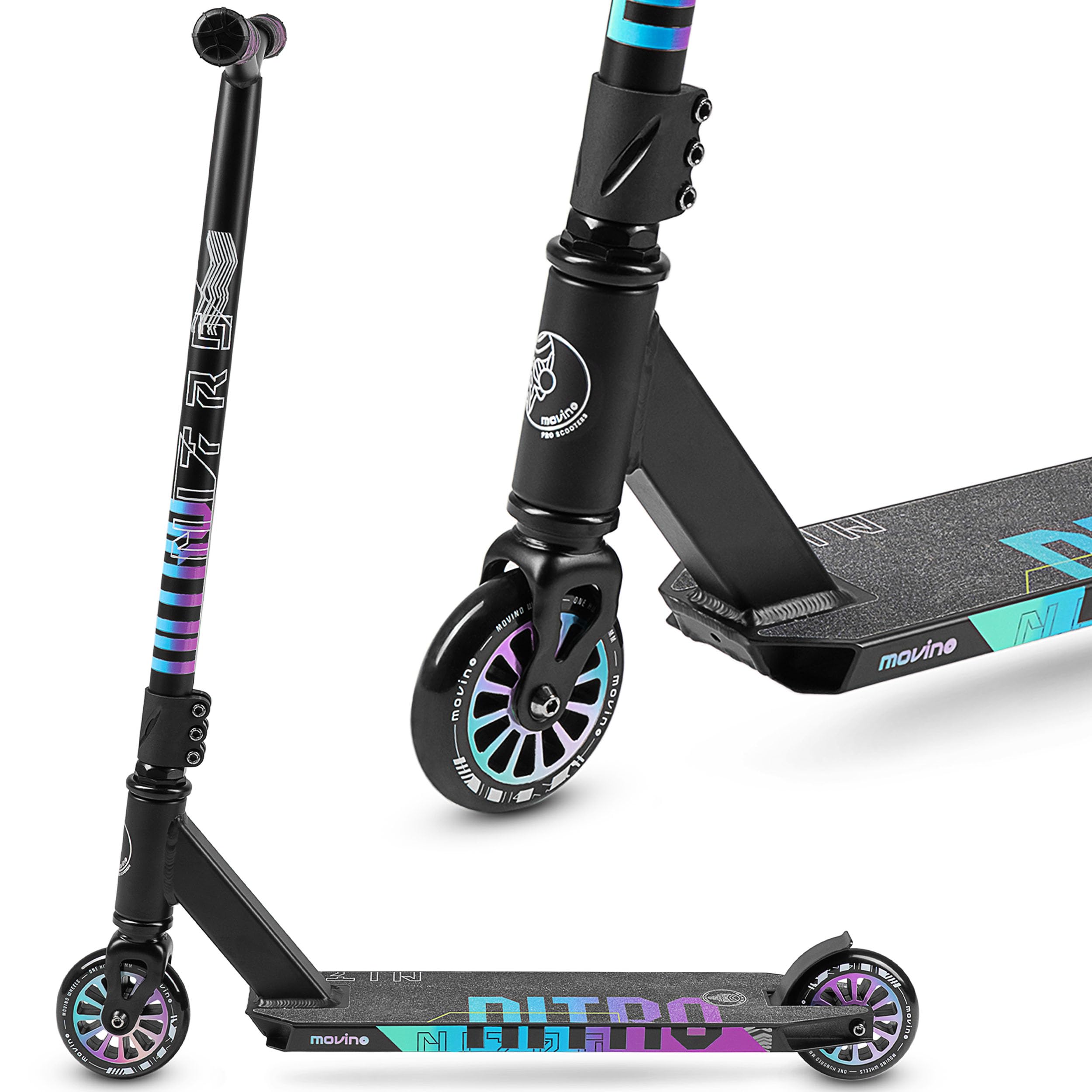 Movino Glide Monopattino Freestyle Leggero per Principianti - Robusta Pedana in Alluminio e Cuscinetti ABEC 9 - Trick allo Skatepark - Bambini Adolescenti - Ruote 100 mm - Scooter Acrobatico