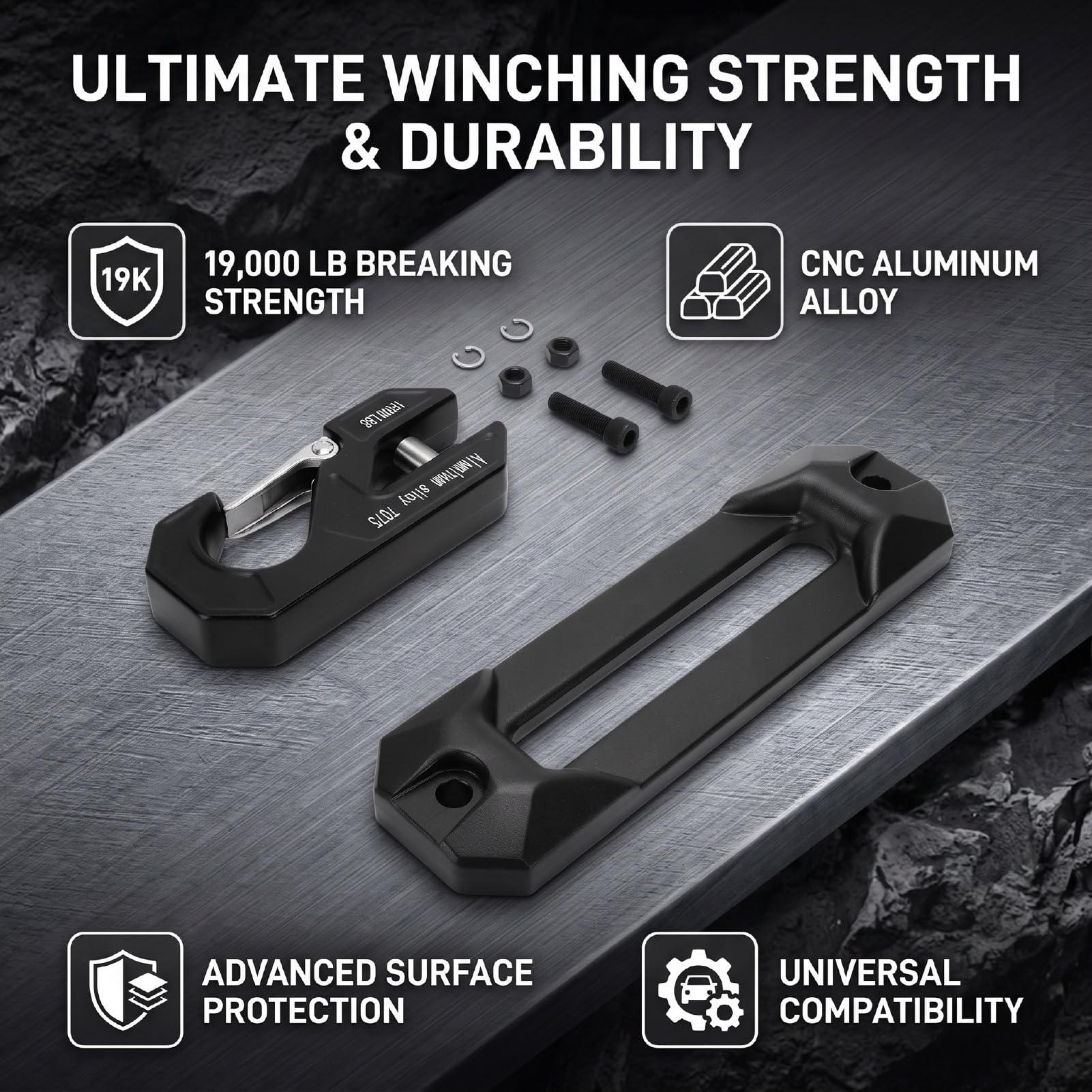 Tbest Zestaw Haka z prowadnicą Wyciągarki, Ciężki, 19000 Lb, Aluminium 7075