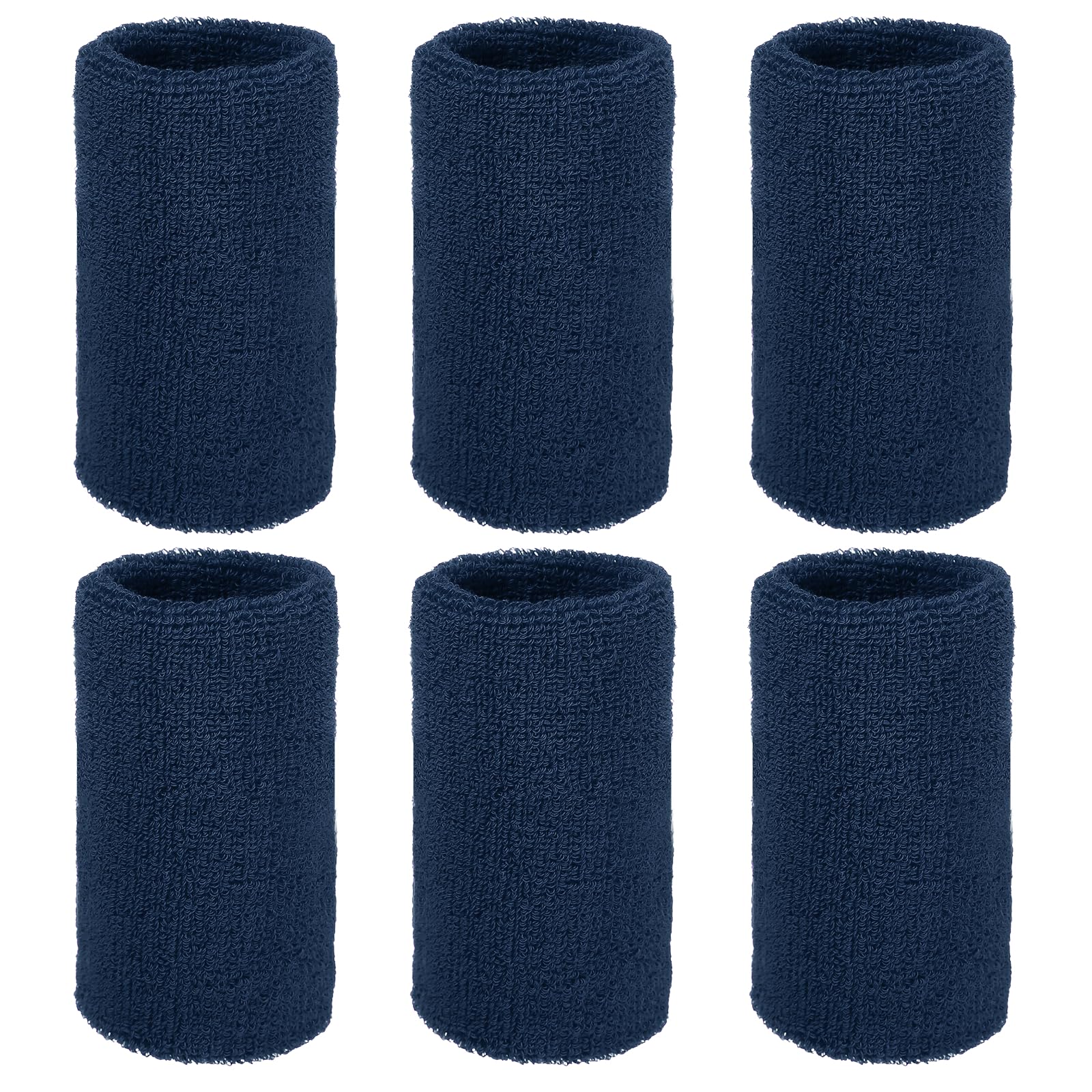 YELARXI Wrist Bands for Sweat, Sports Wrist Sweat Bands, Sports Wristband Sweatbands Breathable Absorbent Tennis Wristbands 6 Pcs & Navy Blue -Fitting for Basketball/Football/Gym — image 1