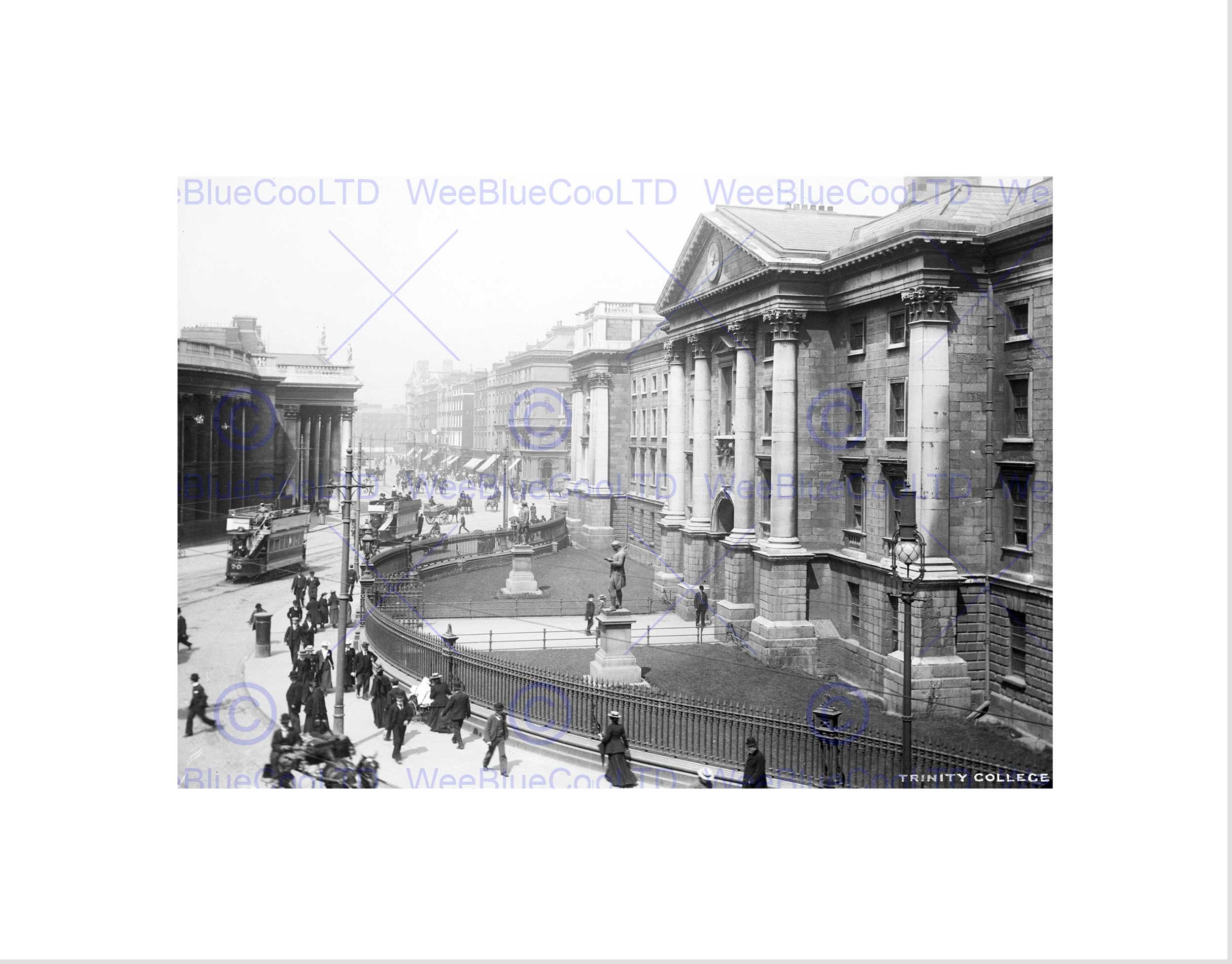 Wee Blue Coo Vintage Architectural Cityscape Trinity College Dublin Wall Art Print