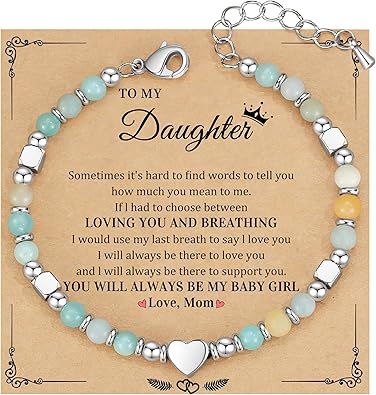 Christmas Gifts for Women, Stocking Stuffers for Teens Beaded Bracelets for Women Gifts for Mom Christmas Gift Mothers Day Gift for Grandma Daughter Bonus Mom Nature Stone Bead Bracelet Graduation Jewelry for Her 2026