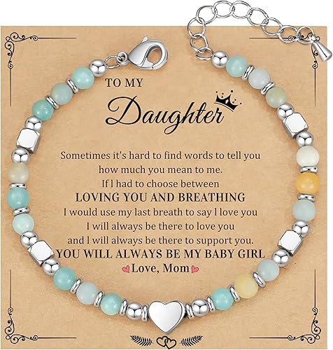 Christmas Gifts for Women, Stocking Stuffers for Teens Beaded Bracelets for Women Gifts for Mom Christmas Gift Mothers Day Gift for Grandma Daughter Bonus Mom Nature Stone Bead Bracelet Graduation Jewelry for Her 2026