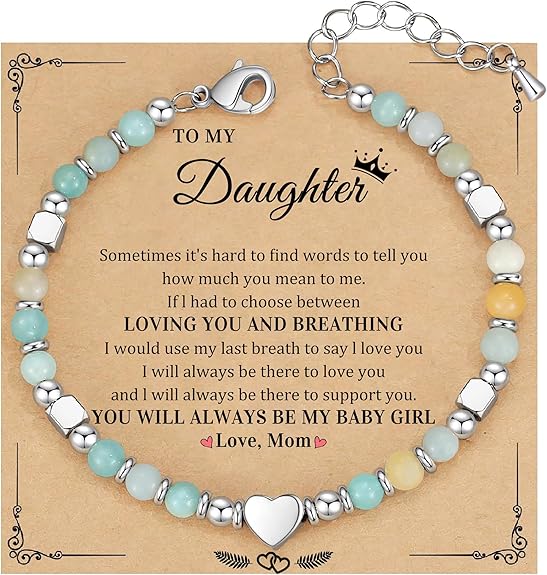 Christmas Gifts for Women, Stocking Stuffers for Teens Beaded Bracelets for Women Gifts for Mom Christmas Gift Mothers Day Gift for Grandma Daughter Bonus Mom Nature Stone Bead Bracelet Graduation Jewelry for Her 2026