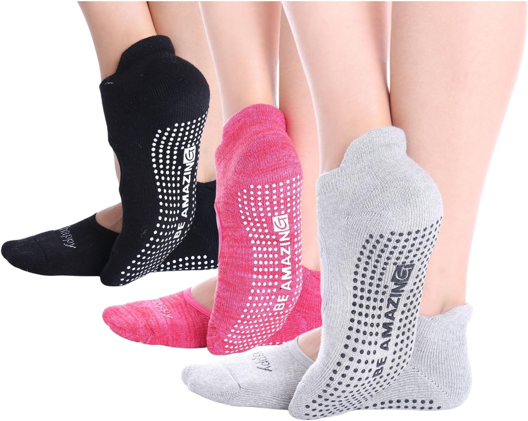 Non-Slip Socks Yoga Barre Pilates Hospital Maternity Sock w/Grips for Women Men