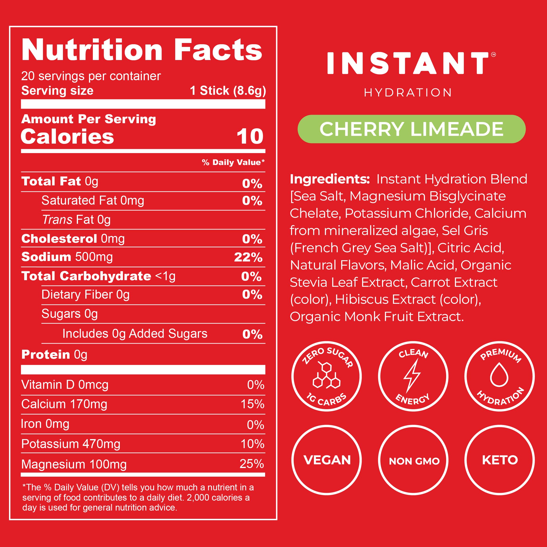 Instant Hydration Sugar Free Electrolytes Powder Packets - Shawn Johnson Cherry Limeade Electrolyte Drink Mix & Travel Essentials - Boost Recovery, Brain Health, Muscle & Tissue Support - 20 Sticks — Amazon image 5