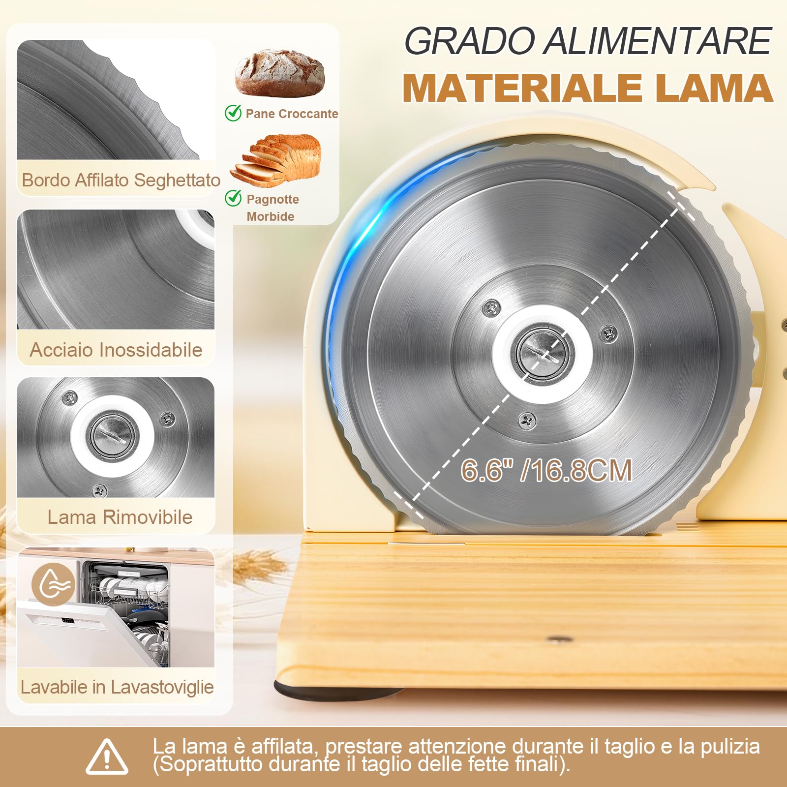 Anatole Affettatrice per Pane Manuale Pieghevole Acciaio Inox 0-20mm | Taglia Pane a Fette Professionale Piccola, 6 Ventose, Base&Manovella in Legno, Guida Metallica Rimovibile, per Toast Baguette