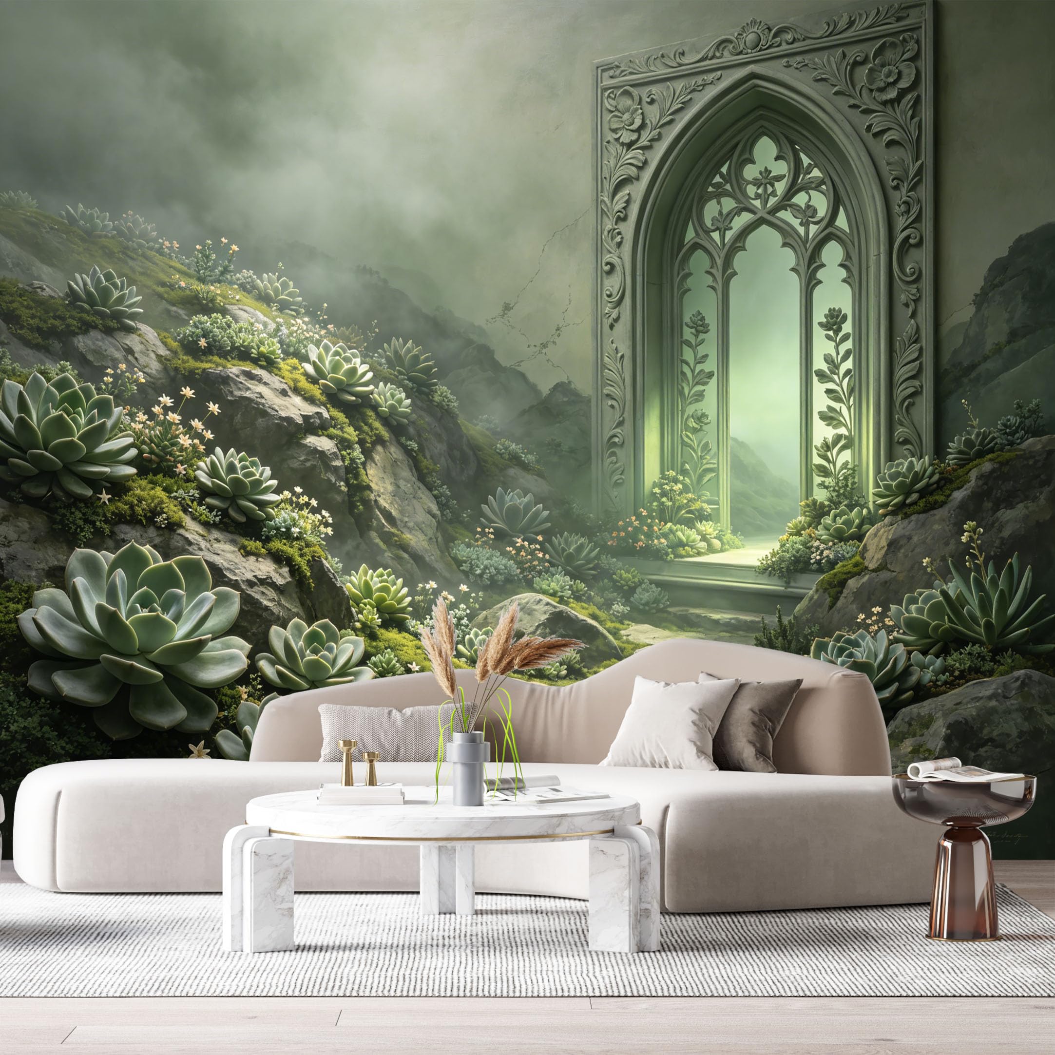Custom Size Wall Murals Fantasy Gothic Archway Mystical Portal 3D Trompe L'Oeil SelfAdhesiveWall Fabric Removable Wallpaper Wall Decor for Living Room Bedroom Bathroom