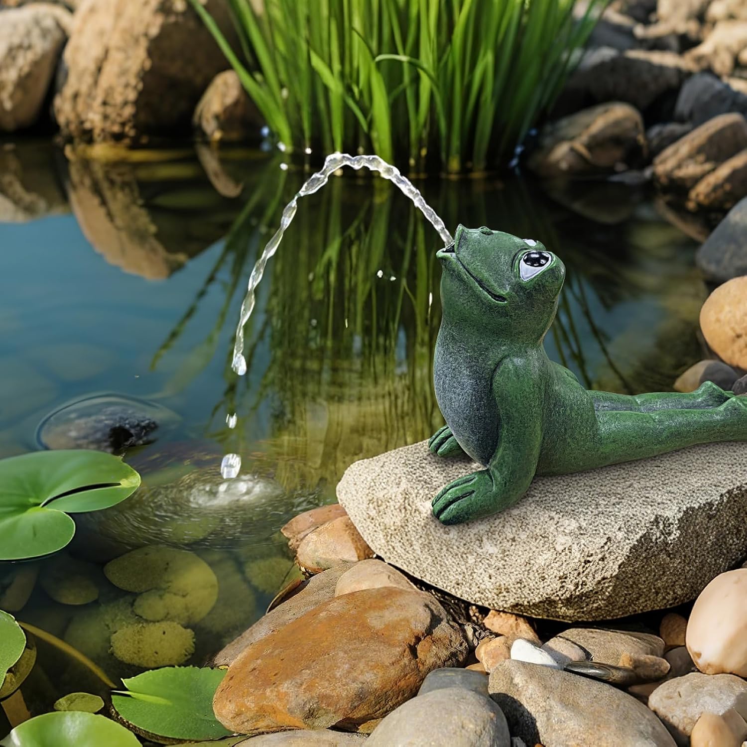 NFESOLAR Yoga Frog Spitter Fountain with Clear Tubing for Ponds and Water Gardens N9712