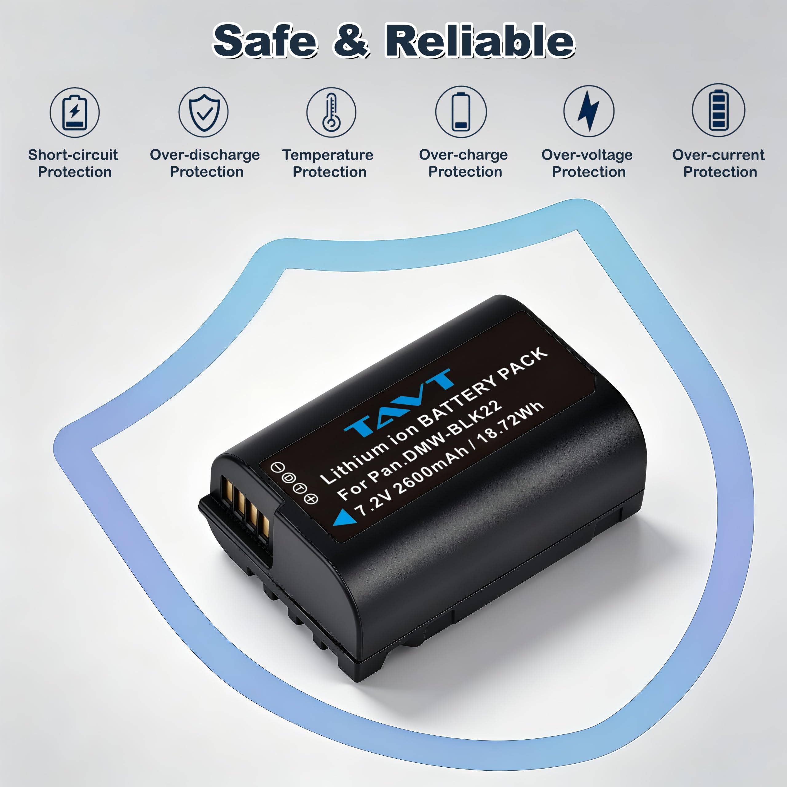 Panasonic Lumix DMW-BLK22 Batterie 2600mAh Chargeur pour DC-S5, S5 II, S5 IIX, S9, GH6, G9, DC-G9 II, GH5 II