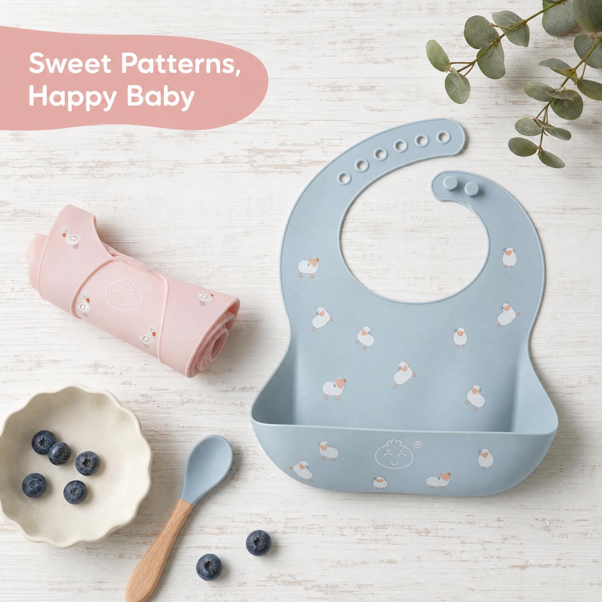 Little Dimsum Babero impermeable de silicona para bebés para bebés y niños pequeños con recogedor de alimentos