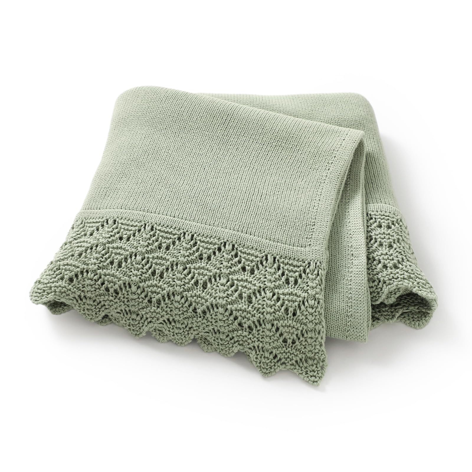 Hadetoto Cotton Baby Blanket for Newborn Soft Knit Boy Girl Blankets Baby Essentials Newborn Gift 100 x 80cm (Baby Green)