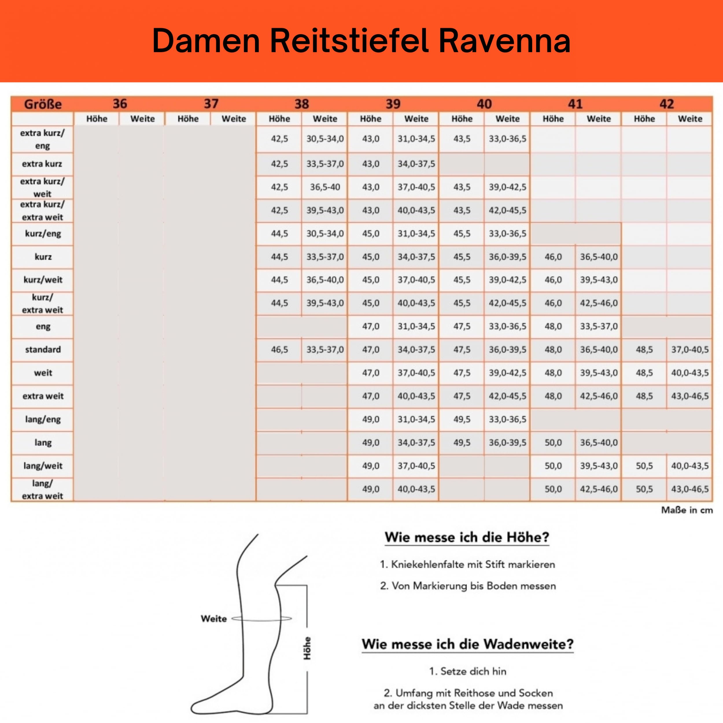 RL24 - Damen Reitstiefel Ravenna | Damen-Stiefel aus Kunstleder | Schnürstiefel mit Reißverschluss in schwarz | Reiterstiefel mit extra weichem Innenfutter | Größe 37-42