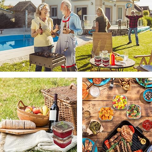 Miniatura 6 de 50 mini tazas cuadradas de aluminio para hornear con tapas, sartenes desechables de 5 onzas, recipientes para hornear cupcakes, recipientes para