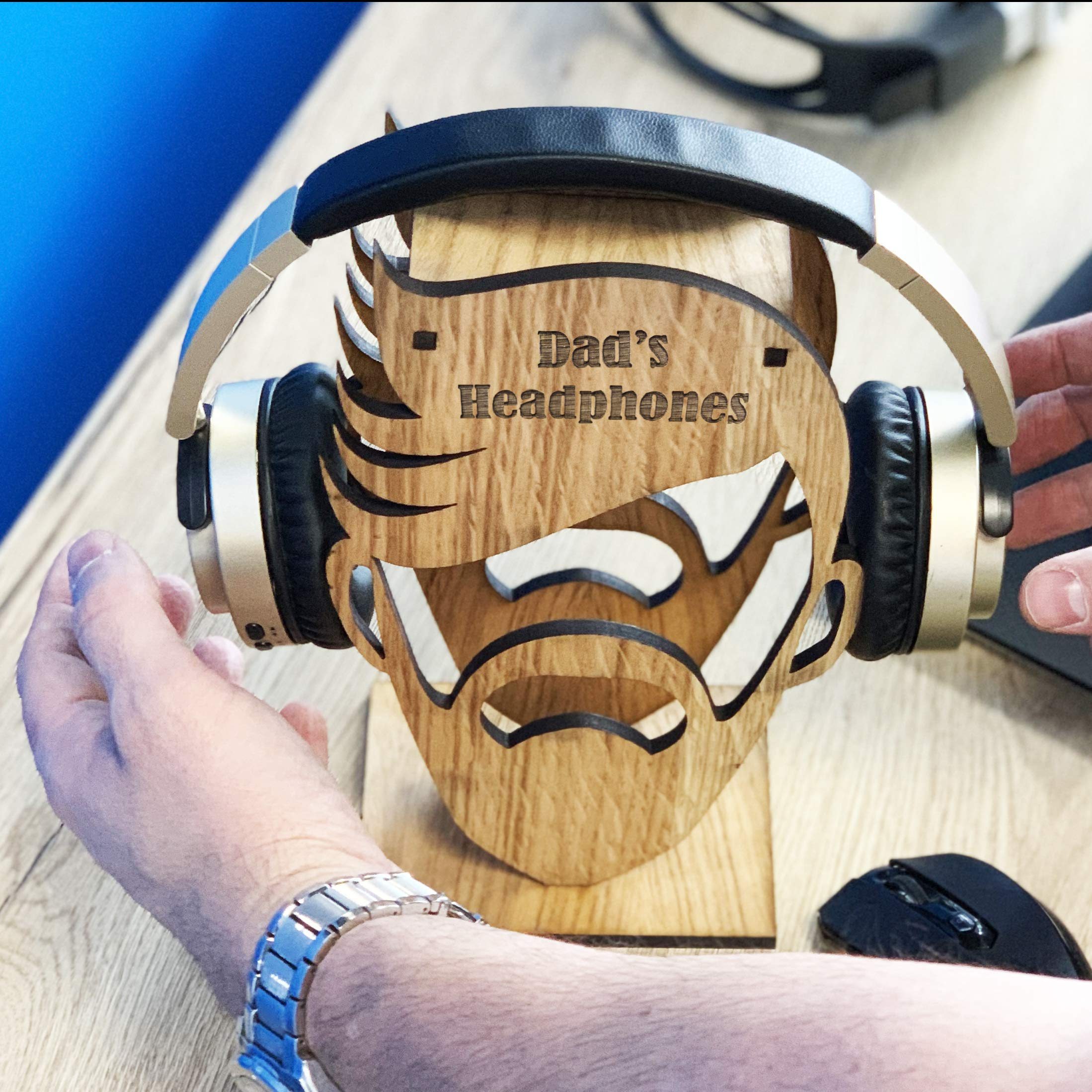 Personalised Headphone Holder | Head Stand for Headphones | Father's Day Gift | Dad's Headphones | Music Lover Gift | DJ Gift | Earphones