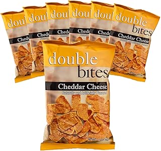 High Protein Cheddar Cheese Double Bites, Crunchy Diet Snack Chips, 10g Protein, Low Calorie, Lower Carb, Low Fat, Gluten Free, No Cholesterol, Crunchy Diet Snack Chips, 1 Pack of 7 Servings Bags