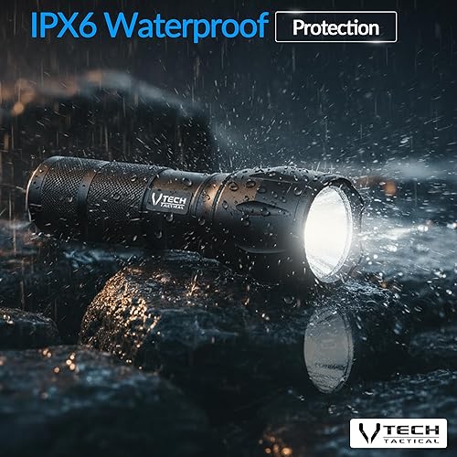 Miniatura 7 de VTech - Paquete de 2 linternas LED tácticas de alto lúmenes, mini linternas para acampar, senderismo, caminar, potentes linternas de emergencia con