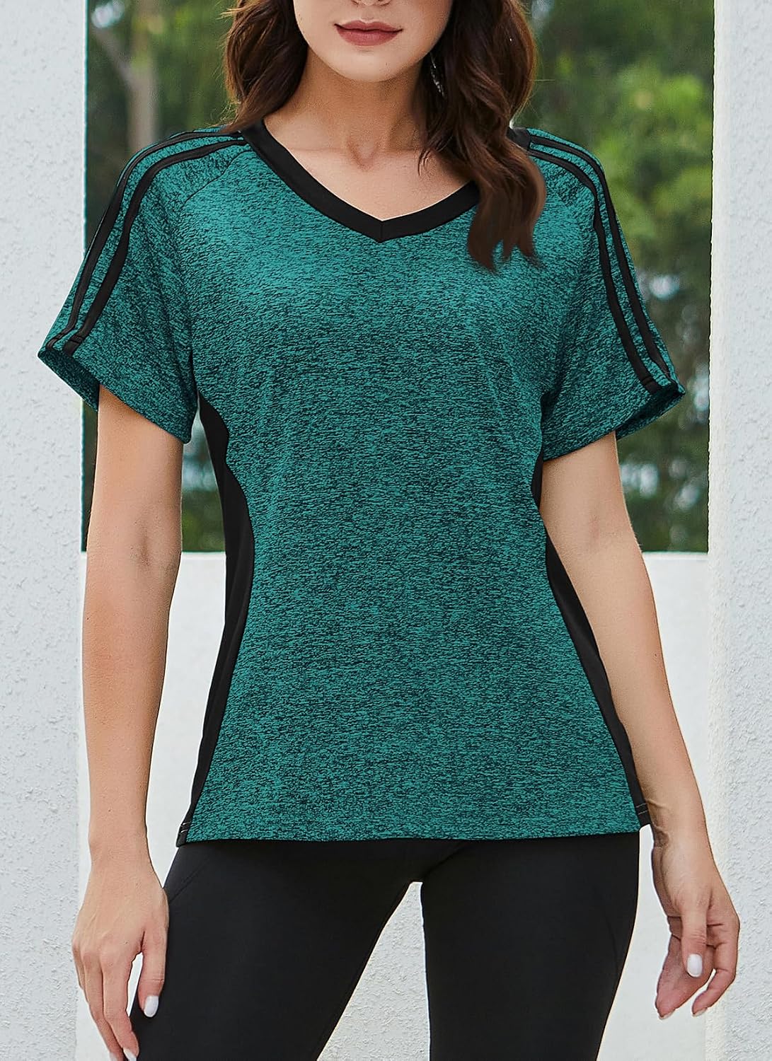 HOCOSIT Women's Workout Shirts Fast Dry Active Wear Yoga Top Sweat Wcking Clothes