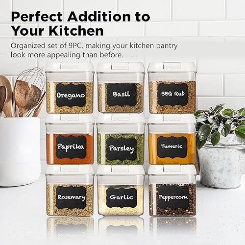 Miniatura 16 de Shazo 6 recipientes herméticos de almacenamiento de alimentos, recipientes de plástico transparente sin BPA para aperitivos y especias con tapas de