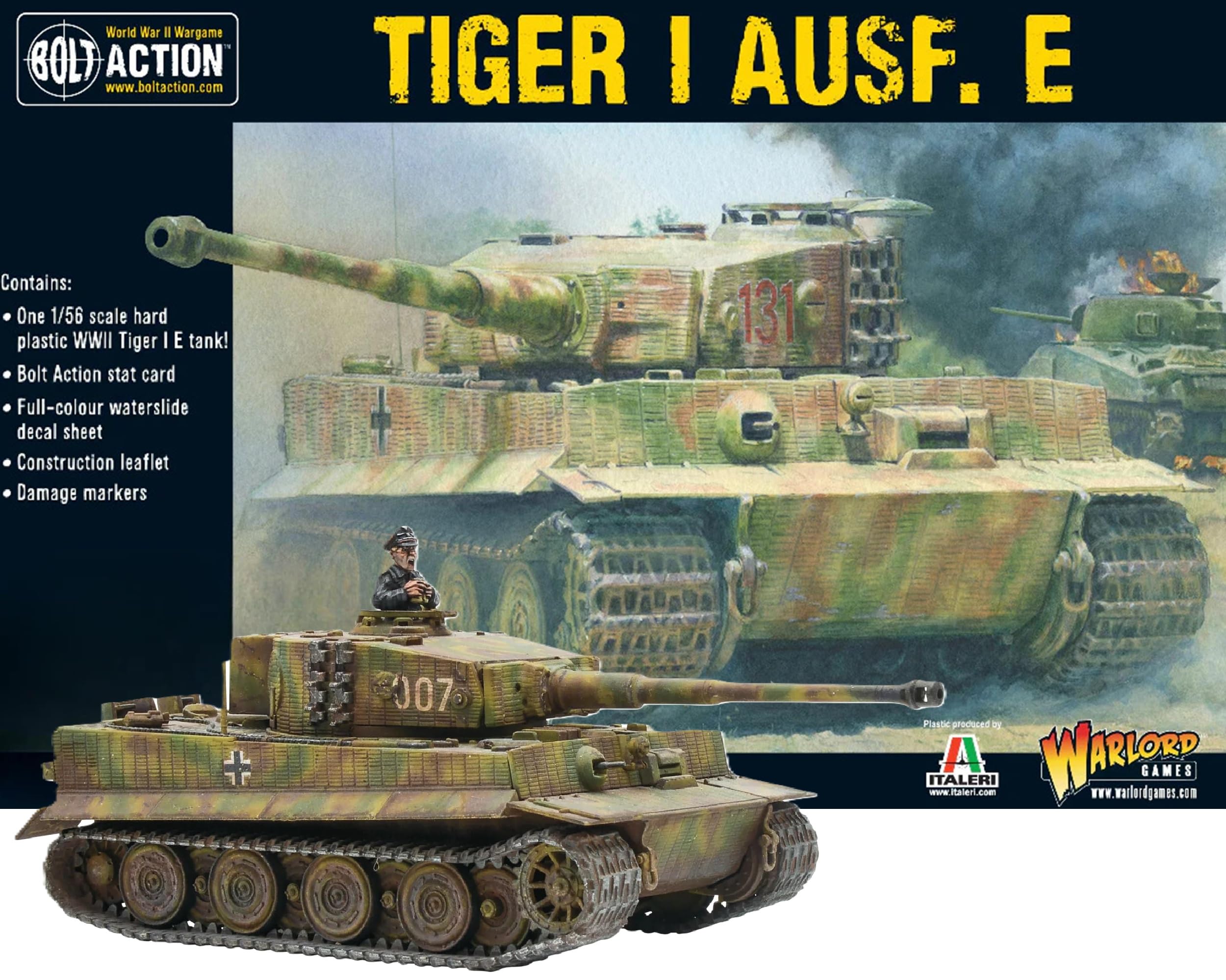 Warlord Games Bolt Action Tiger I AUSF E Heavy Tank 1:56 WWII Military Wargaming Plastic Model Kit