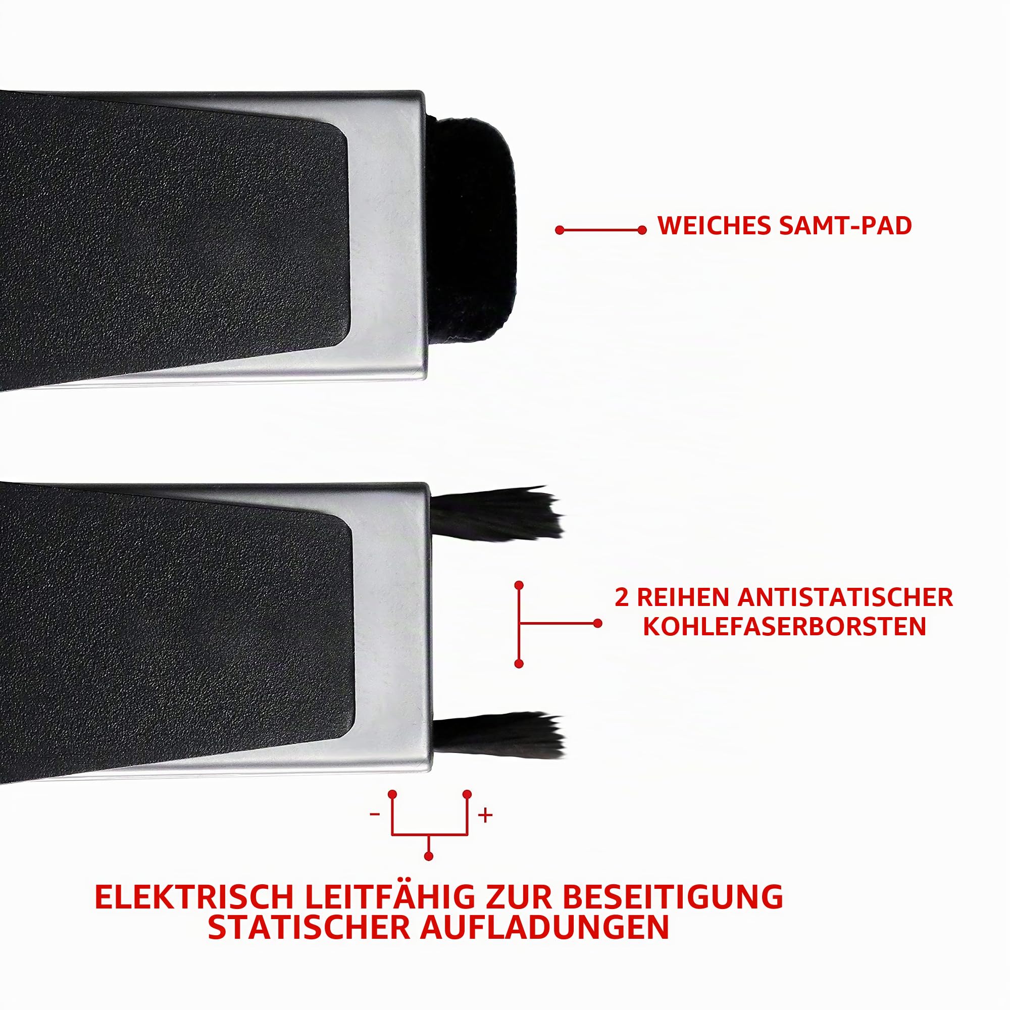 Fluance Reinigungsset für Schallplatten und Eingabestift, mit 2-in-1 antistatischer Kohlefaser und weicher Samt-LP-Bürste und Eingabestift-Bürste (VB52)