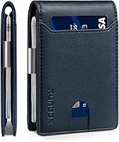 Vista 35 de RUNBOX - Carteras delgadas para hombre, cartera de piel con pinza para el dinero, cartera de bolsillo frontal con bloqueo RFID, tarjetero Negro