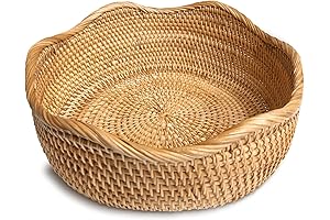 HITOMEN Premium Cane Basket for Stylish Kitchen Organization