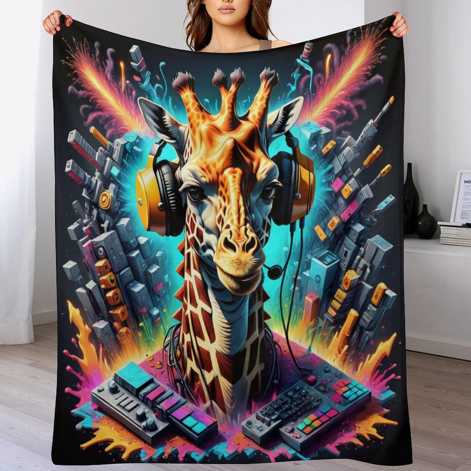 Couverture de canapé chaude motif girafe idéale pour vos soirées cocooning en hiver