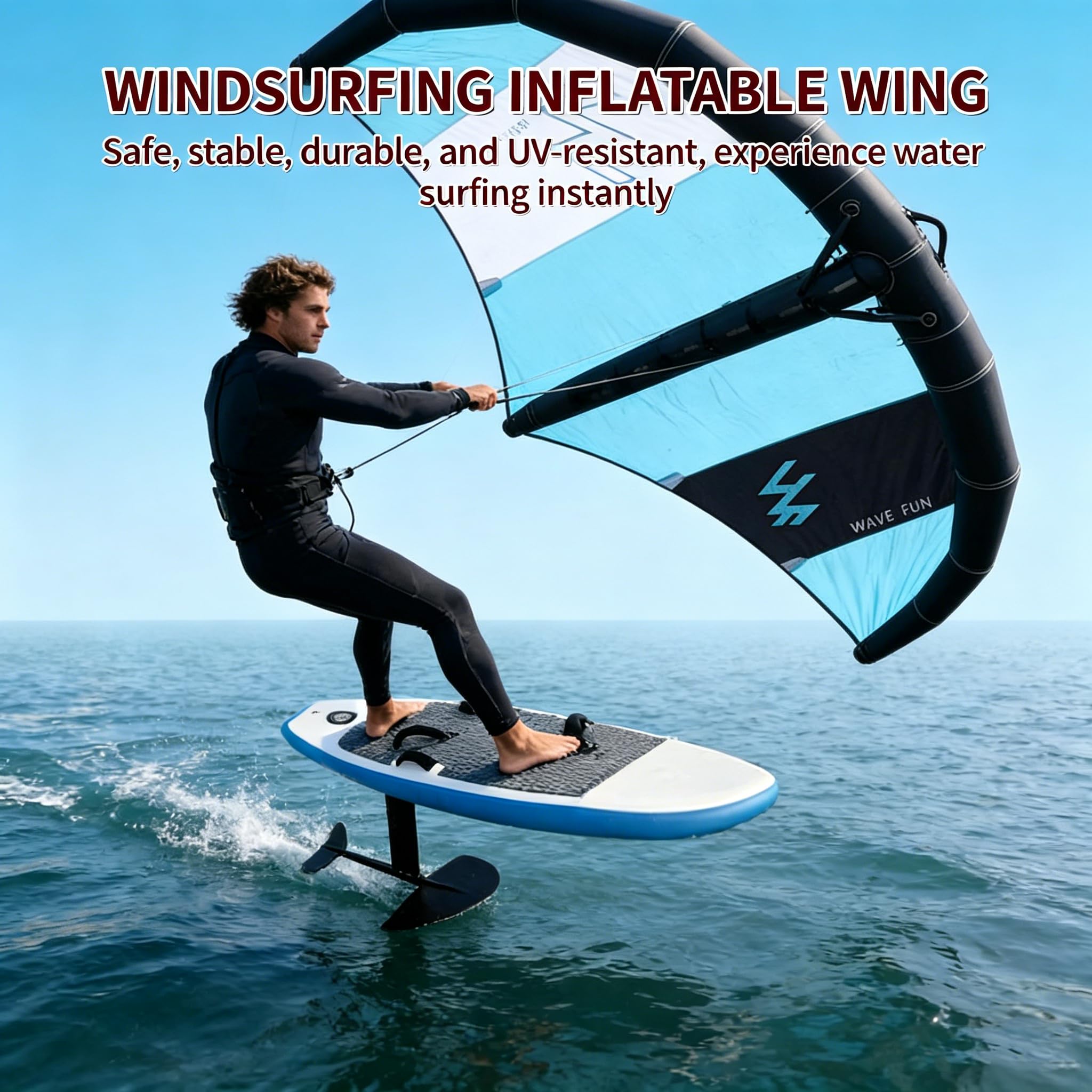 Wind Wingfoil Hydrofoil Board mit aufblasbarem Flügel, Surfbrett mit Pumpe und Rucksack für Outdoor-Wassersportarten, Hydrofoil, aufblasbares Windfoil